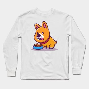 Cute Corgi Eating Dog Food Long Sleeve T-Shirt